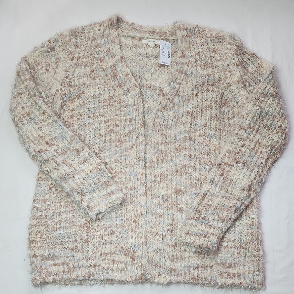 Maurices NWT Women’s Open Front Metallic Sparkle Cardigan Sweater Size Large - Picture 1 of 9